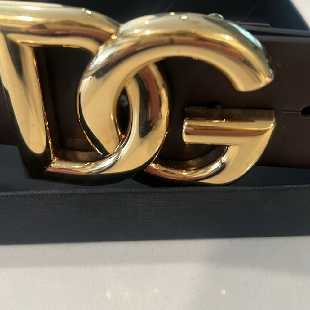 Dolce&Gabbana DG Logo Brown Leather Belt - Picture 13 of 15